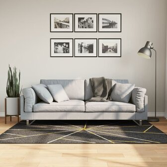 Vloerkleed wasbaar anti-slip 120x180 cm zwart en goudkleurig 1