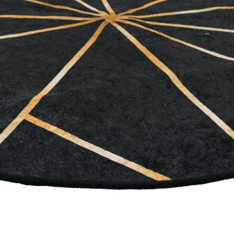 Vloerkleed wasbaar anti-slip &Oslash; 120 cm zwart en goudkleurig 4