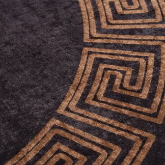 Vloerkleed wasbaar anti-slip &oslash;120 cm zwart en goudkleurig 3