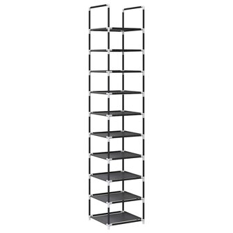 Schoenenrek 10-laags 33x33x174 cm nonwoven stof zwart 2