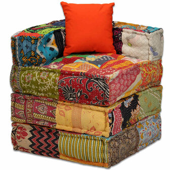 Poef vierzits modulair stof patchwork 5