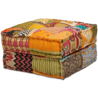Poef vierzits modulair stof patchwork 9