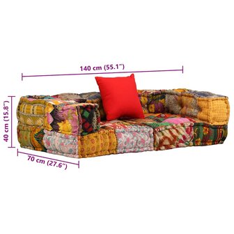 Poef tweezits modulair stof patchwork 9