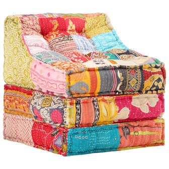 Poef modulair stof patchwork 1