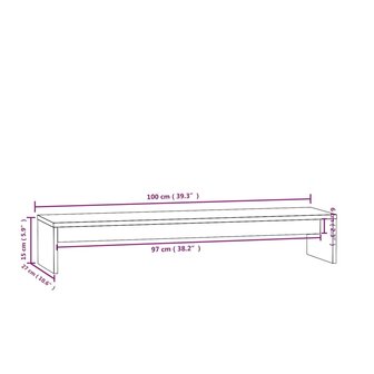 Monitorstandaard 100x27x15 cm massief grenenhout 8
