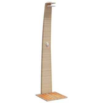 Buitendouche 55x60x224 cm poly rattan en acaciahout beige 2