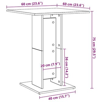 Bistrotafel 60x60x75 cm bewerkt hout wit 8