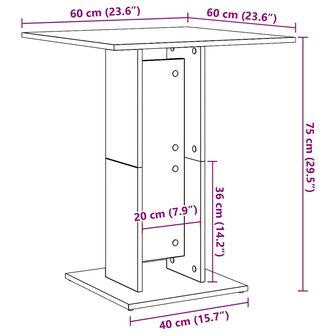 Bistrotafel 60x60x75 cm bewerkt hout sonoma eikenkleurig 8