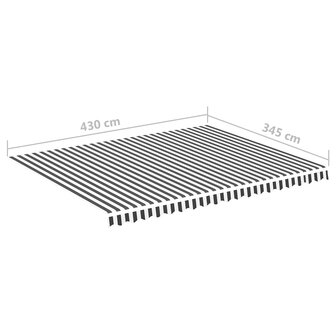 Vervangingsdoek voor luifel 4,5x3,5 m antracietkleurig en wit 6