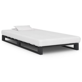 Bedframe pallet massief grenenhout grijs 90x200 cm 1