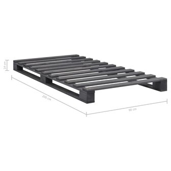 Bedframe pallet massief grenenhout grijs 90x200 cm 7