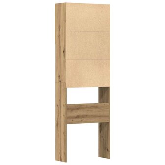 Wasmachinekast 64x24x190 cm bewerkt hout artisanaal eikenkleur 8