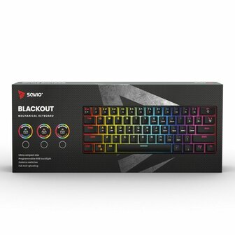 Toetsenbord Savio BLACKOUT Zwart Multicolour Engels QWERTY 1