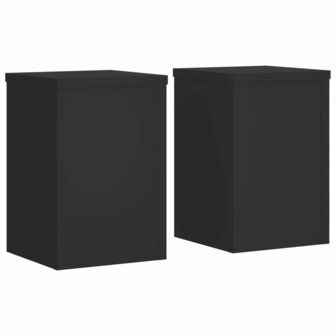 Plantenstandaards 2 st 25x25x35 cm bewerkt hout zwart 2