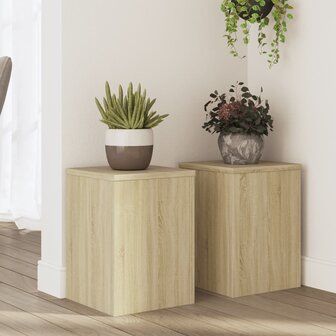Plantenstandaards 2 st 25x25x35 cm bewerkt hout sonoma eiken 1
