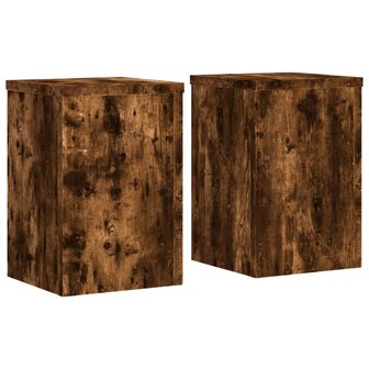 Plantenstandaards 2 st 25x25x35 cm bewerkt hout gerookt eiken 2