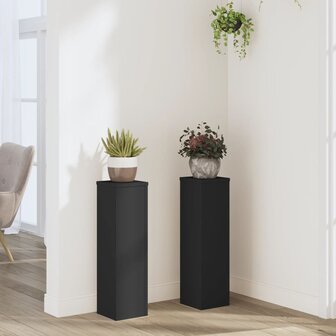 Plantenstandaards 2 st 17x17x60 cm bewerkt hout zwart 1