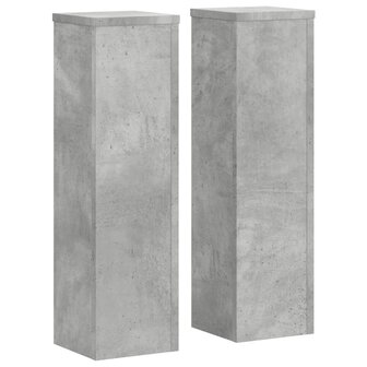 Plantenstandaards 2 st 17x17x60 cm bewerkt hout betongrijs 2