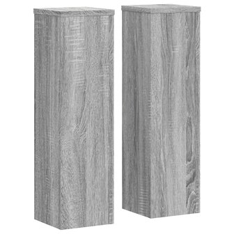 Plantenstandaards 2 st 17x17x60 cm bewerkt hout grijs sonoma 2
