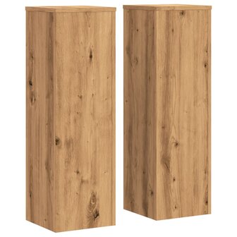 Plantenstandaards 2 st 25x25x80 cm hout artisanaal eikenkleurig 2