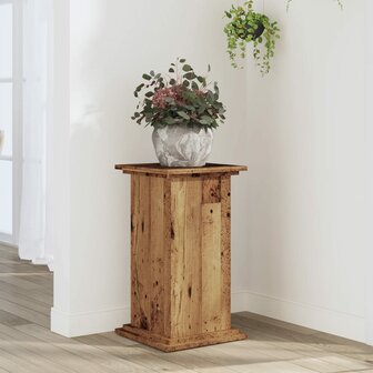 Plantenstandaard 33x33x60 cm bewerkt hout oud houtkleurig 1