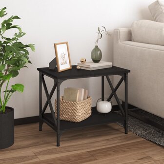 Bijzettafel 55x38x45 cm bewerkt hout zwart 1
