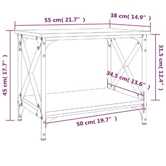 Bijzettafel 55x38x45 cm bewerkt hout zwart 8