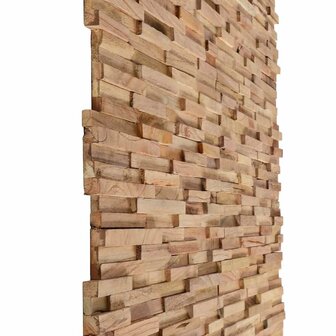 Wandpanelen 10 st 3D 1,08 m&sup2; massief teakhout 3