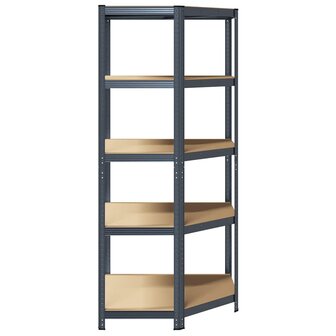 Hoekrek 5-laags staal en bewerkt hout antracietkleurig 5
