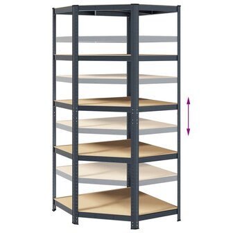 Hoekrek 5-laags staal en bewerkt hout antracietkleurig 8