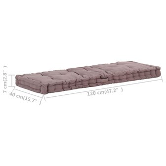 Palletvloerkussen 120x40x7 cm katoen taupe 7