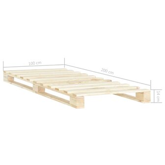 Bedframe pallet massief grenenhout 100x200 cm 6