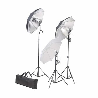 Studioverlichtingsset 24 watt inclusief statieven en paraplu&amp;apos;s   2