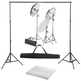 Fotostudioset met verlichtingsset en achtergrond 1