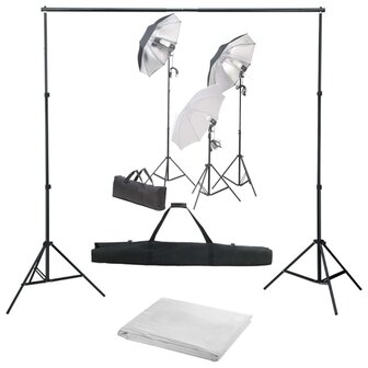 Fotostudioset met verlichtingsset en achtergrond 1