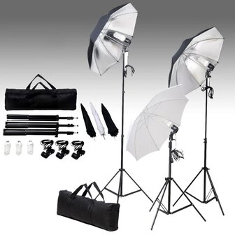 Fotostudioset met verlichtingsset en achtergrond 1