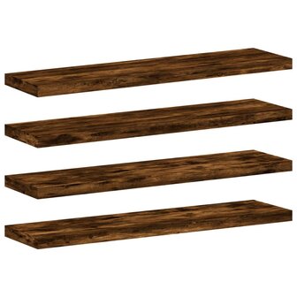 Wandschappen 4 st 40x10x1,5 cm bewerkt hout gerookt eikenkleur 2