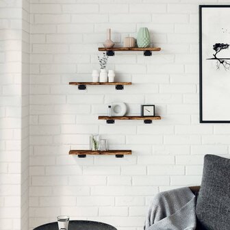 Wandschappen 4 st 40x10x1,5 cm bewerkt hout gerookt eikenkleur 3