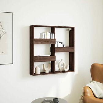 Wandkast 80x15x80 cm bewerkt hout bruin eikenkleur 1