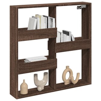 Wandkast 80x15x80 cm bewerkt hout bruin eikenkleur 3