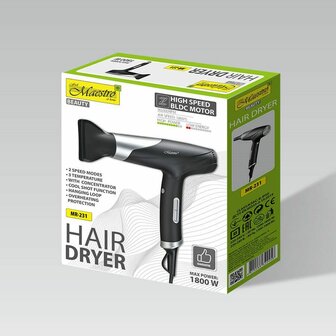 F&ouml;hn Feel Maestro MR-231 Zwart Zilverkleurig 1800 W 3