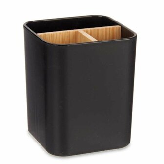 Tandenborstelhouder Berilo B9041-BLACK Zwart Bamboe Polypropyleen 9 x 11 x 9 cm (6 Stuks) 2