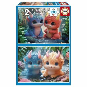 Puzzel Educa Adorable Monsters 100 Onderdelen (2 Stuks) 1
