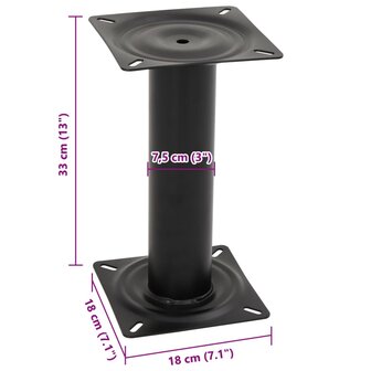 Bootstoelpoot 33 cm staal zwart 8