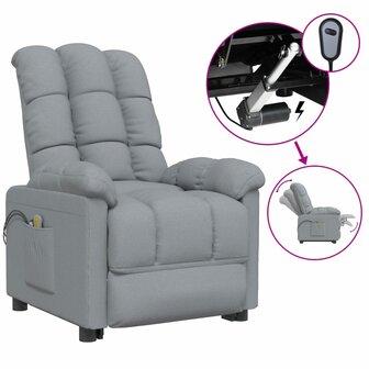 Massagestoel elektrisch stof lichtgrijs 2