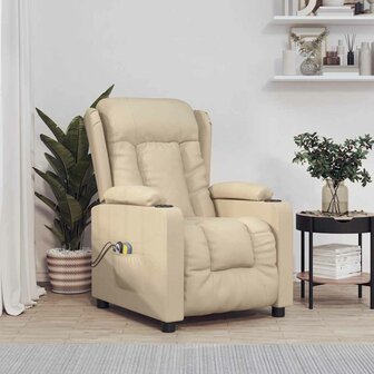 Massagestoel elektrisch stof cr&egrave;mekleurig 1