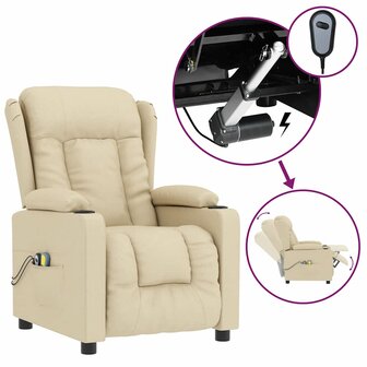 Massagestoel elektrisch stof cr&egrave;mekleurig 2