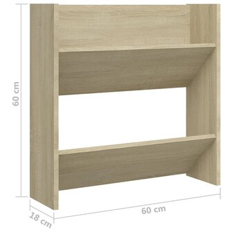 Wandschoenenkast 60x18x60 cm spaanplaat sonoma eikenkleurig 6