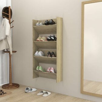 Wandschoenenkasten 2 st 60x18x60 cm spaanplaat sonoma eiken 3