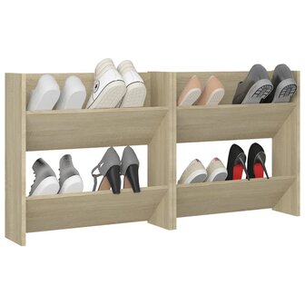 Wandschoenenkasten 2 st 60x18x60 cm spaanplaat sonoma eiken 4